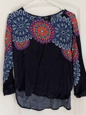 Desigual Navy Floral Medallion Long-Sleeve Tunic